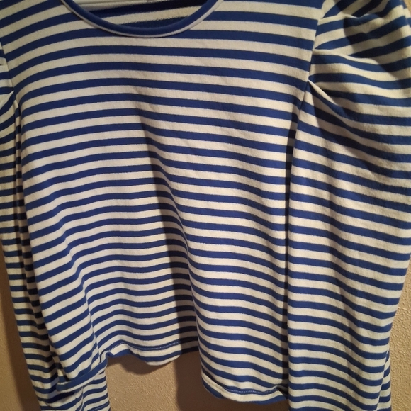 Rebecca Minkoff Talia Cropped Puff Sleeve Cotton Stripe Top XXL - Picture 3 of 6